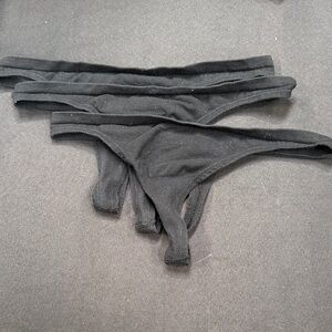 Free People Intimately 3 Black Seamless No-Show Thong Panties Undies Medium